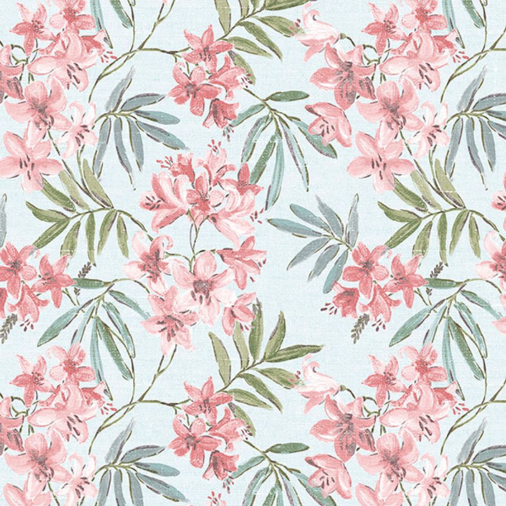 Patton Wallcoverings AF37725 Flourish (Abby Rose 4) Linen Floral Wallpaper in Blues, Pinks & Green